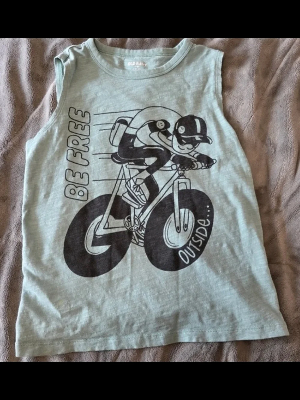 Old Navy Light Green Boys' Bike Graphic Tank Top